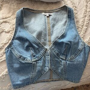 Fashion Nova Light Blue Denim Bustier Crop Top